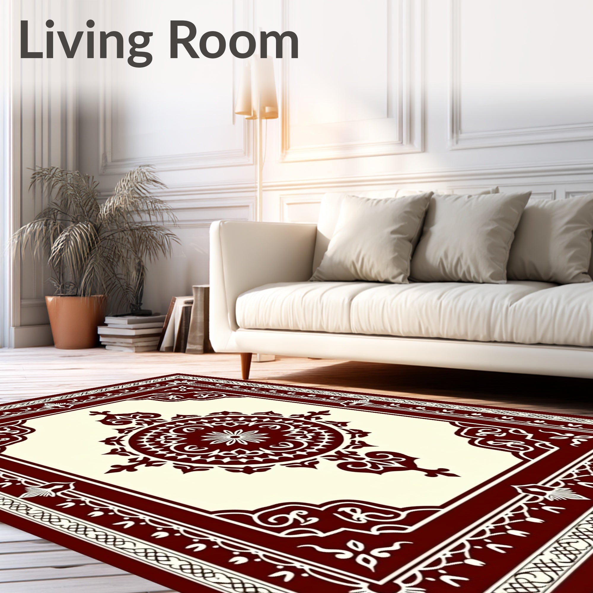 Crimson Medallion Bordered Rug