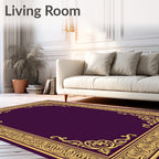 Regal Plum and Gold Floral Border Rug