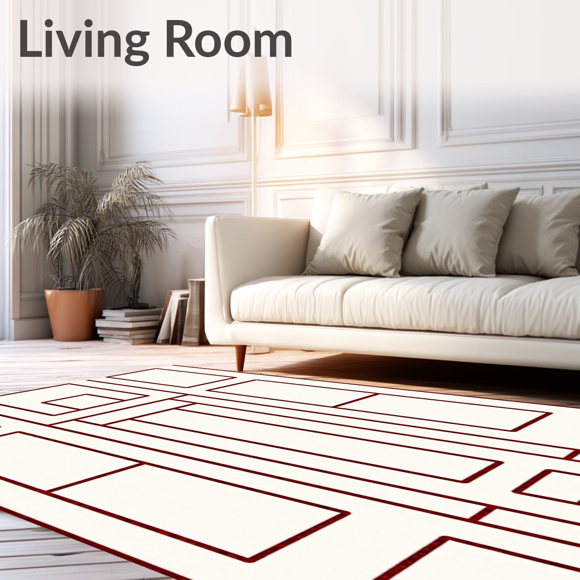 Crimson geometric abstract layout Rug