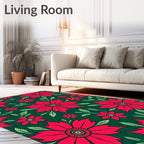 Vibrant Red Floral Branches Rug
