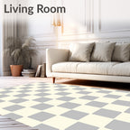Modern Cream Gray Checkerboard Rug