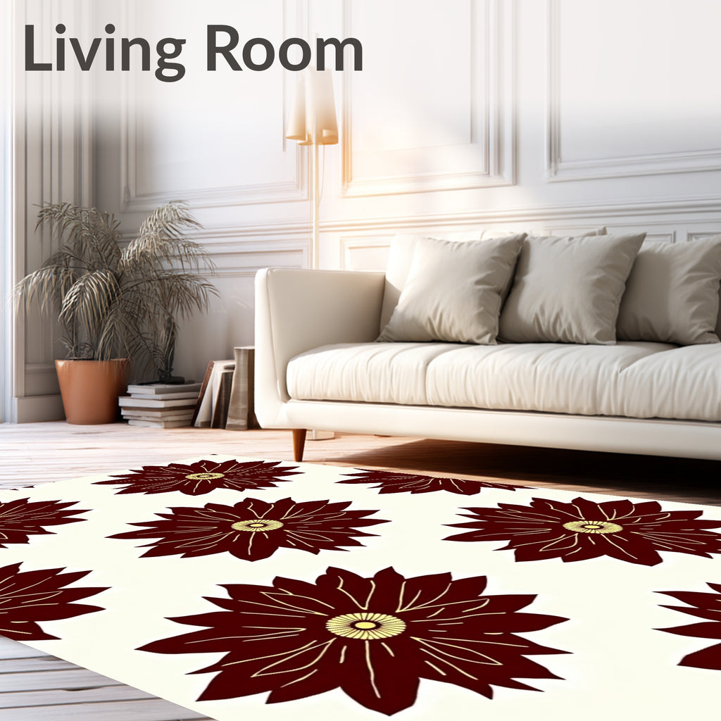 Deep Red Floral Blossom Radiance Rug