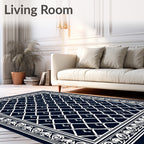 Deep Navy Lattice Border Rug
