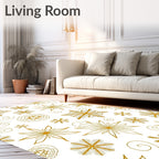 Golden Snowflake Swirl Whimsical Rug
