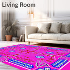 Vibrant Pink Red White Blue Mandala Rug