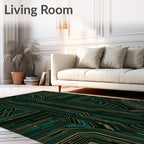 Circuit Board Copper Teal Lines Rug