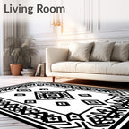 Black and White Diamond Medallion Rug