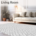 Monochrome Maze Geometric Abstract Lines Rug