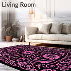 Vibrant Pink Floral Swirls Rug