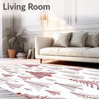 Crimson Red Abstract Christmas Trees Rug