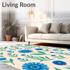 Bold Royal Blue Floral Meadow Rug