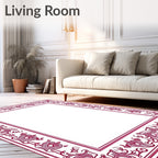 Crimson Elaborate Floral Border Rug