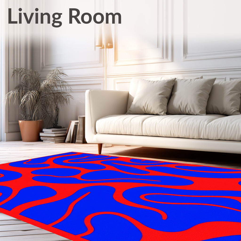 Bold Crimson Abstract Biomorphic Shapes Rug