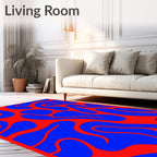 Bold Crimson Abstract Biomorphic Shapes Rug