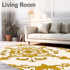 Golden Ornate Floral Medallion Rug