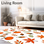 Orange Pumpkin Autumn Leafy Vines Rug