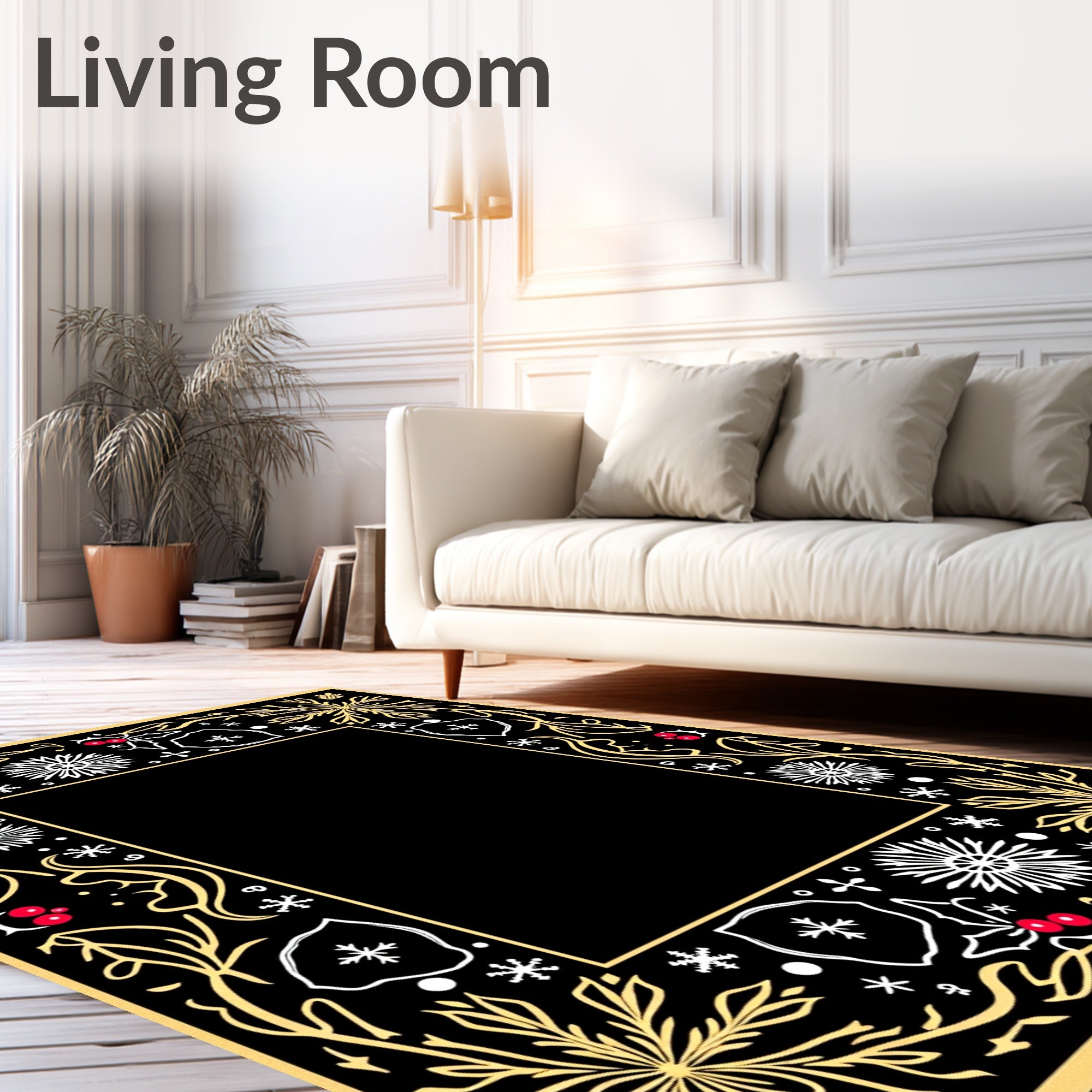 Winter Holly Snowflake Garland Rug