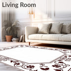 Classic Marroon Floral Vine Border Rug