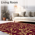 Crimson Gold Vine Scroll Rug