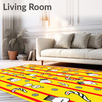 Whimsical Red Striped Candy Cane Figures Rug