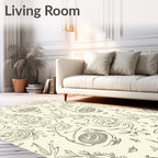 Cream Garden Swirl Botanical Sketch Rug