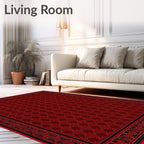 Rich Red Geometric Greek Key Rug
