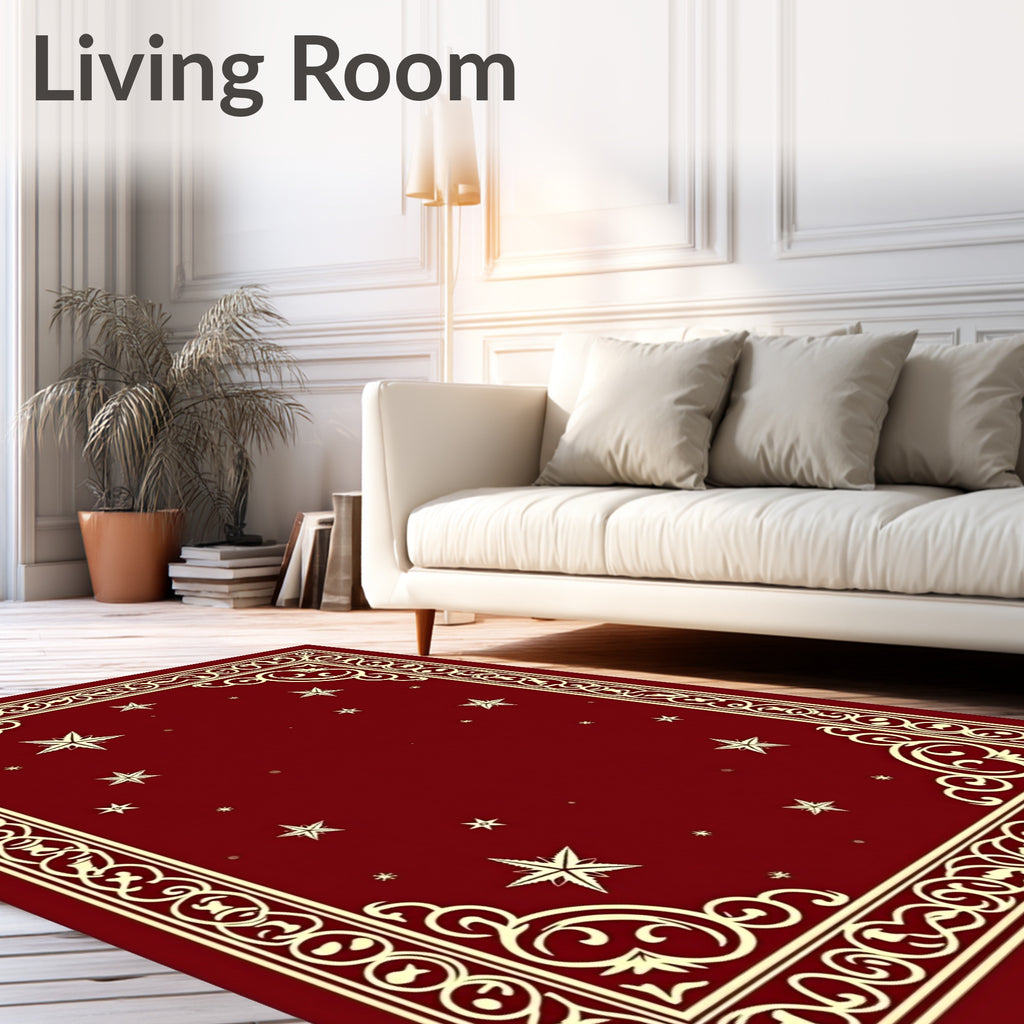 Crimson Starry Night Ornamental Rug