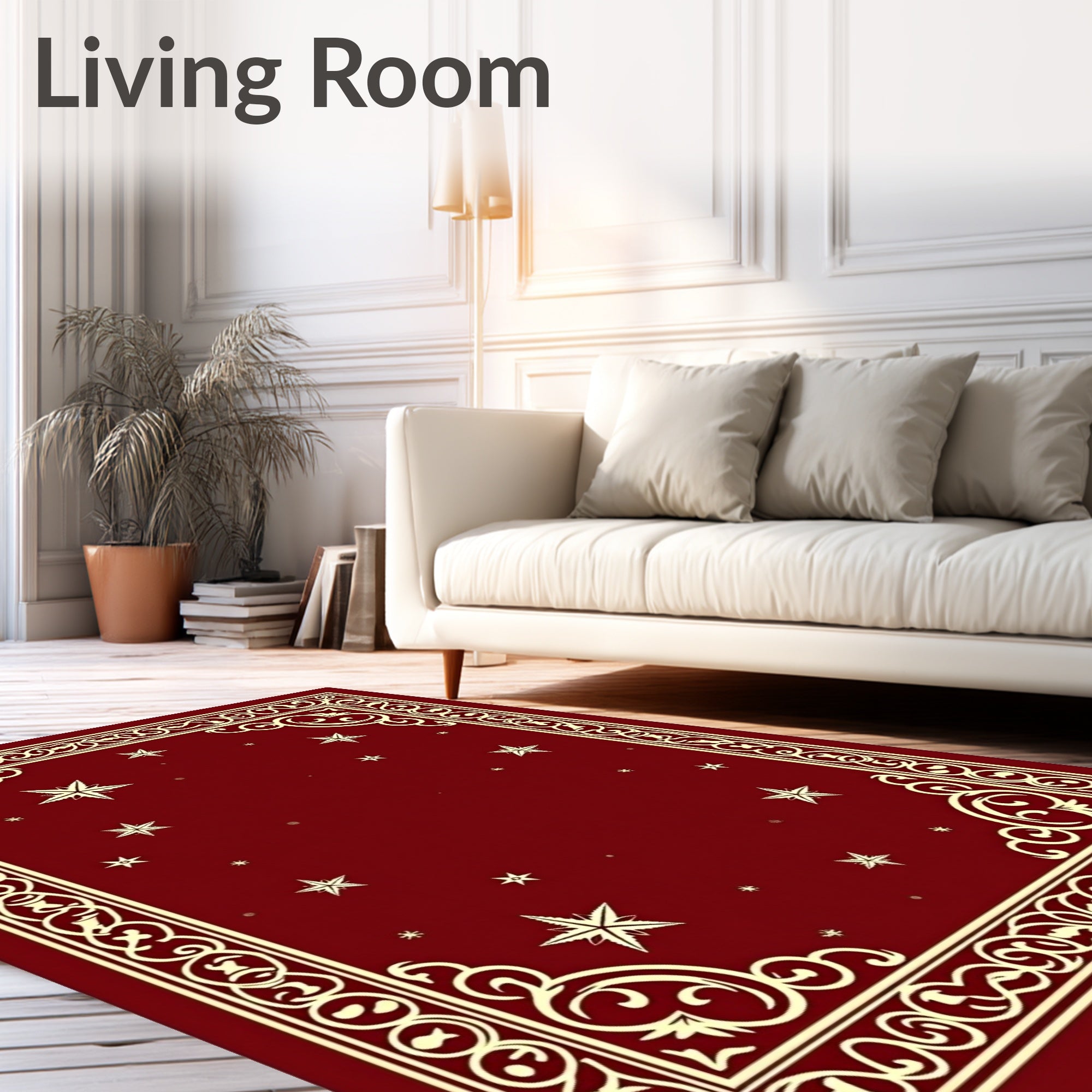 Crimson Starry Night Ornamental Rug