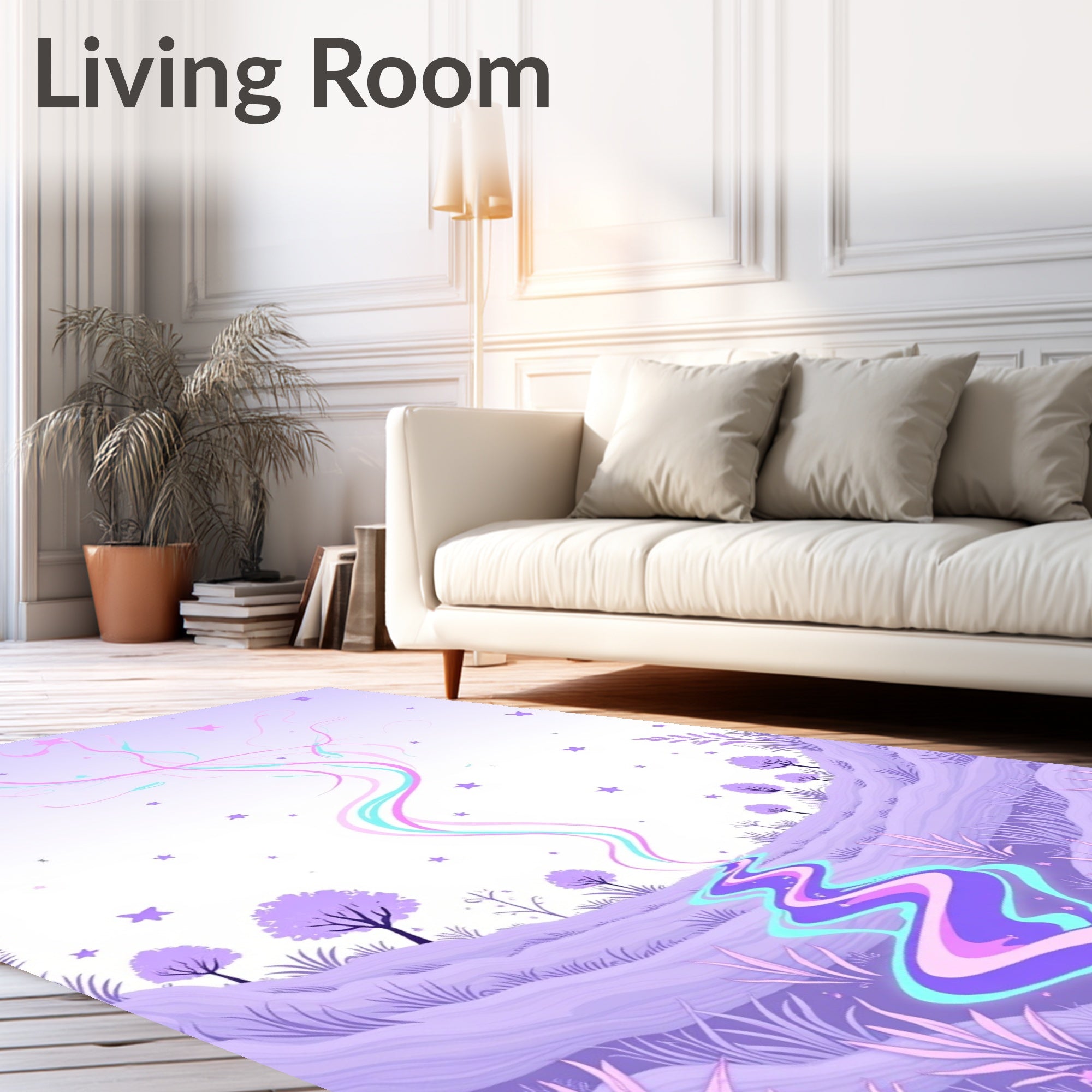 Whimsical Lavender Starry Dreamscape River Rug
