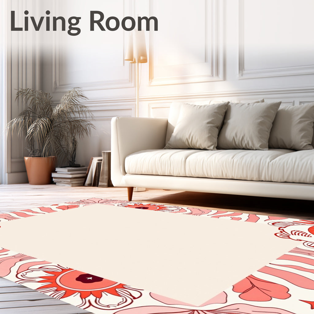 Groovy Coral Floral Swirl Bloom Rug