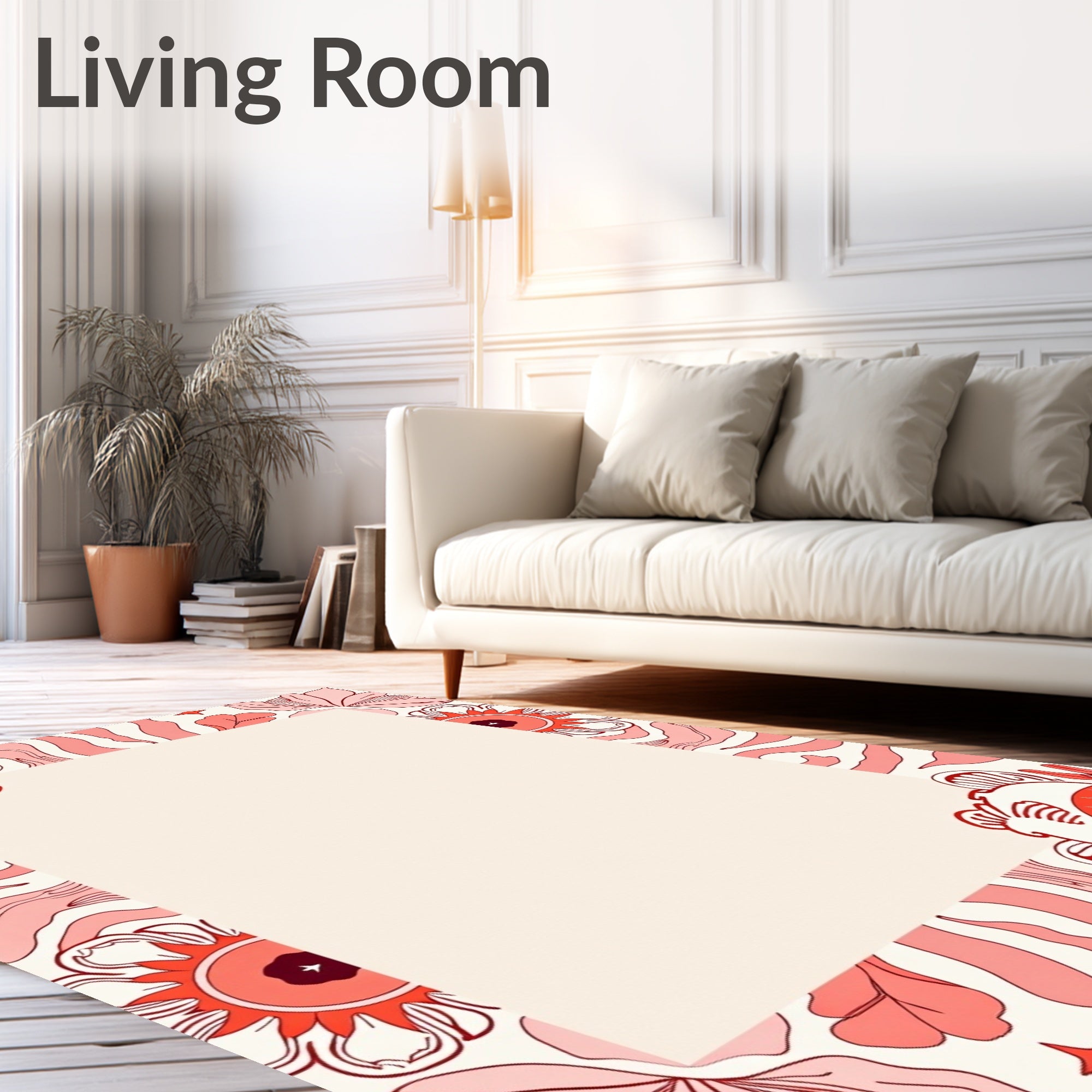 Groovy Coral Floral Swirl Bloom Rug