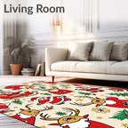 Festive Red Santa Claus Reindeer Sleigh Rug