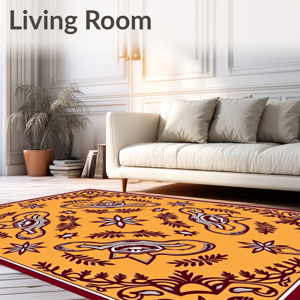Maroon Floral Swirl Amber Rug