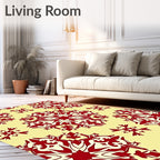 Crimson Mandala Red Floral Arrangement Rug