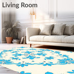 Bright Azure Floral Damask Rug