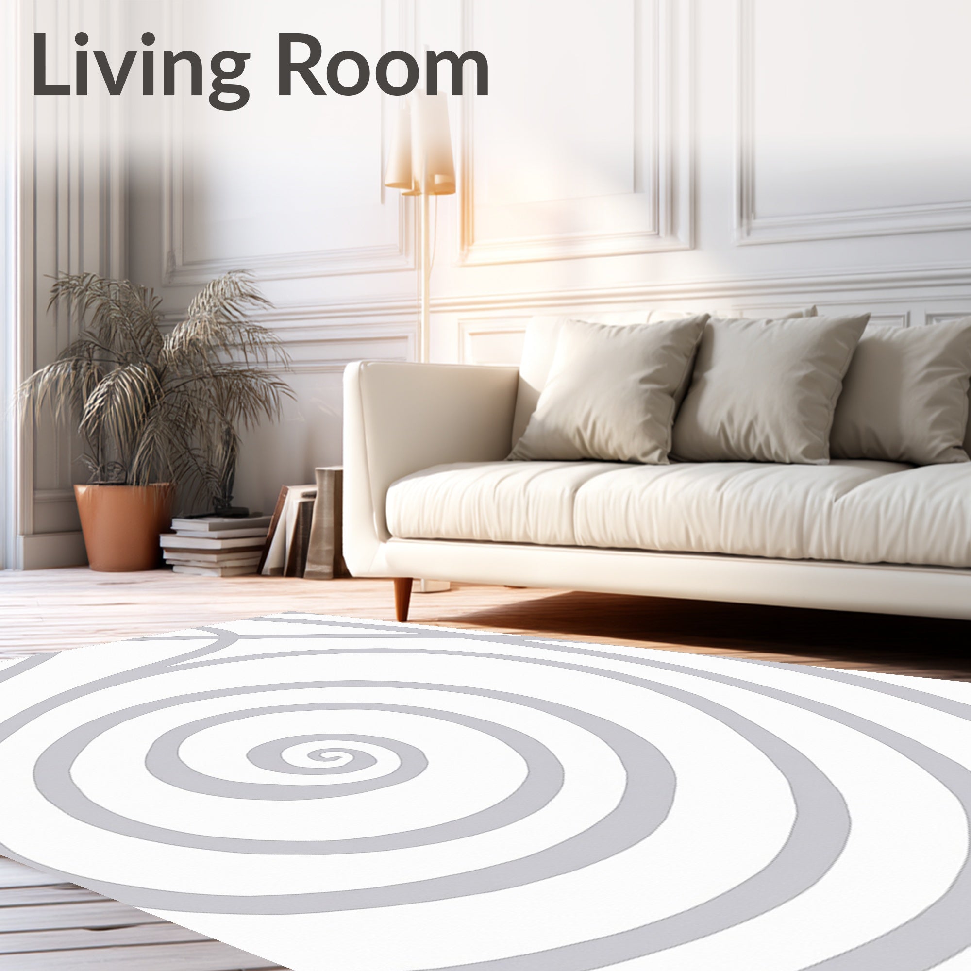 Subtle Gray Spiral Abstract Rug
