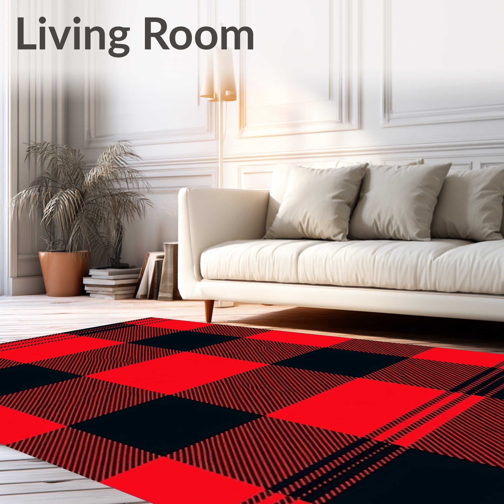 Bold Red Black Buffalo Checkered Rug