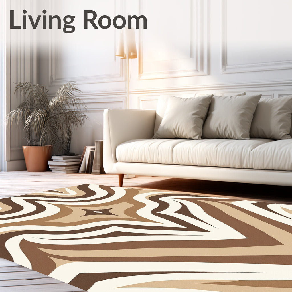 Earthy Neutral Retro Swirl Rug