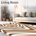 Earthy Neutral Retro Swirl Rug