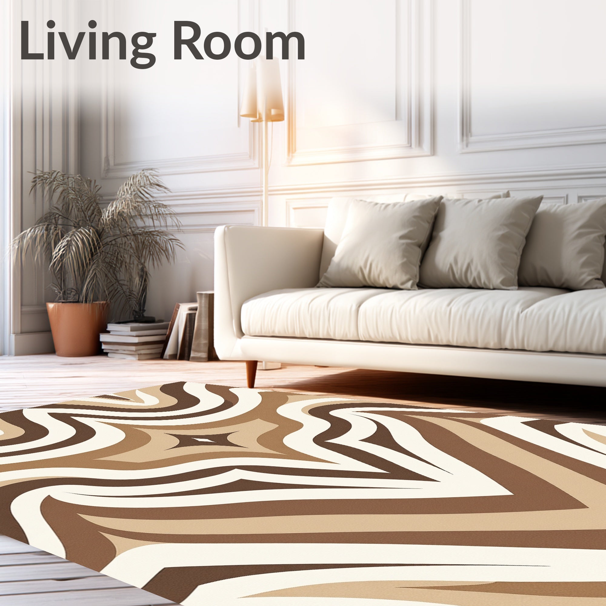 Earthy Neutral Retro Swirl Rug