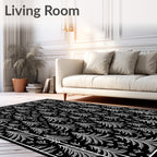 Black White Evergreen Forest Repeat Rug