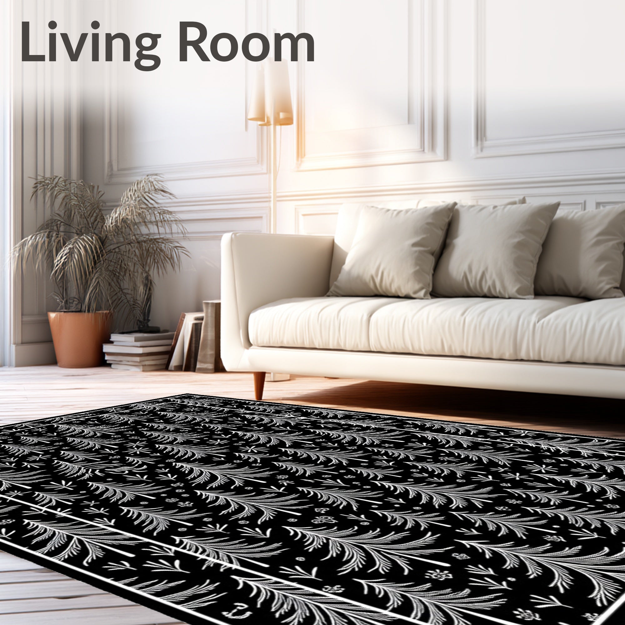Black White Evergreen Forest Repeat Rug
