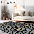 Gray and Gold Geometric Tessellation Rug