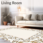 Ornate Gold Floral Border Rug