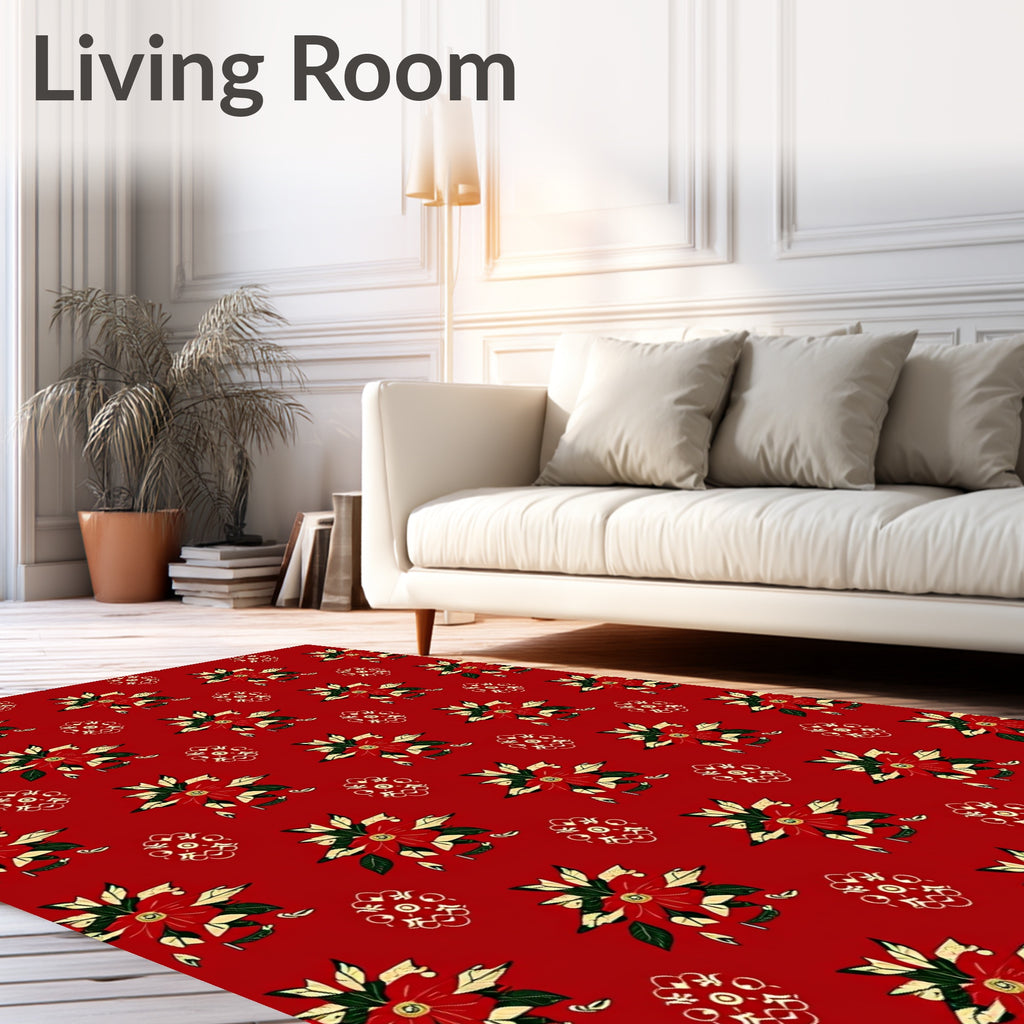 Crimson Floral Medallion Repeat Rug
