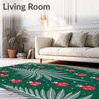 Green Christmas Tree Red Ornaments Rug