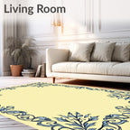 Art Nouveau Blue Floral Border Rug