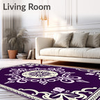 Deep Plum Floral Medallion Border Rug