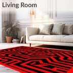 Bold Red Geometric Maze Rug