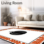 Black Pumpkin Autumn Leaf Border Rug